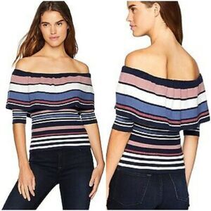 🔺️NWT Cupcakes & Cashmere Striped Kolton Off Shoulder Sweater Medium
